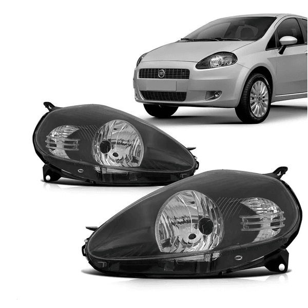 Farol Fiat Punto 2008 á 2012 Máscara Preto- Importado