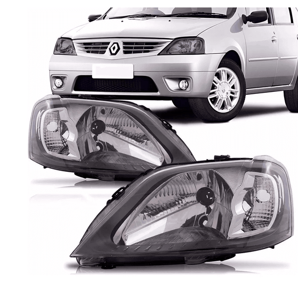 Farol Renault Logan 2007 Á 2010 Máscara Cinza - Cibié