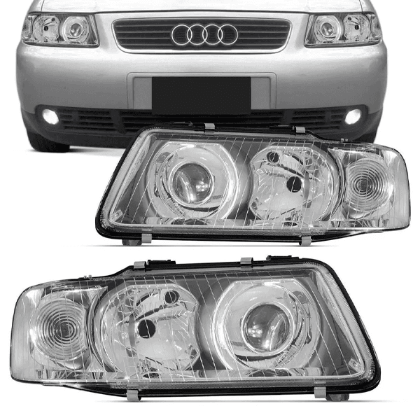 Farol Audi A-3 De 2001 á 2006 - Foco Duplo Cromado