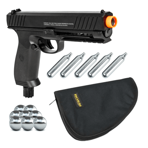 Pistola Co2 Rossi Vesta Home Defense .50 + Cilindros co2 + Esferas + Case