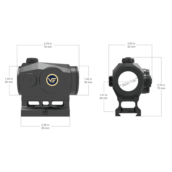 【VECTOR OPTICS】SCRAPPER 1X25 Red dot Scrapper 1x25 G2 sensor de movimento - Vector Optics