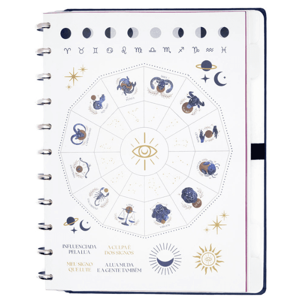 Caderno Universitário Mica Rocha Influenciada Pela Lua 80 Folhas CIGD4414 Caderno Inteligente