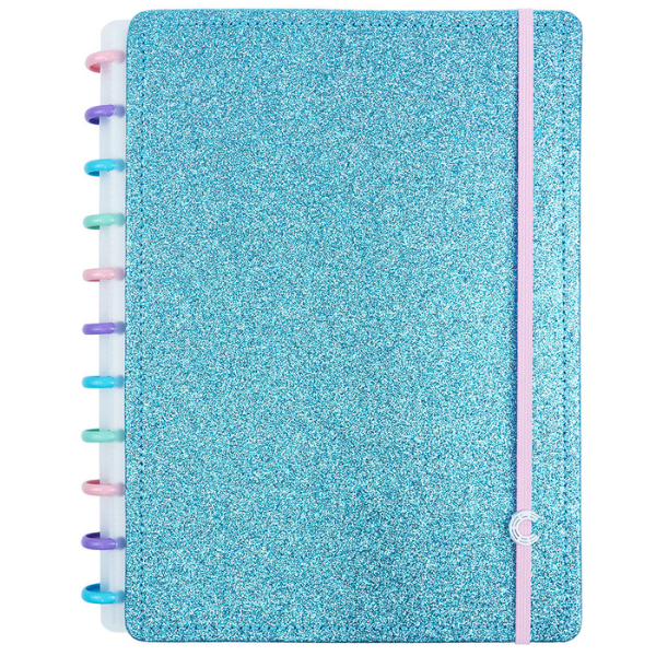 Caderno Universitário Glitter Oceano 80 Folhas CIGD4136 Caderno Inteligente