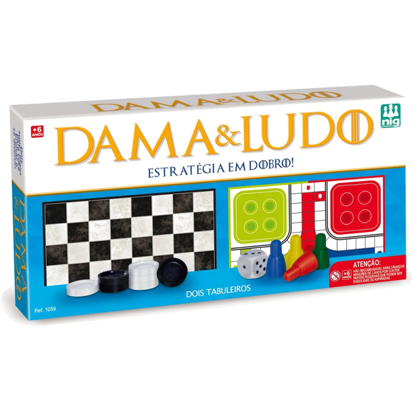 Jogo Dama e Ludo 2 em 1 – Nig Brinquedo Clássico Educativo em Tabuleiro