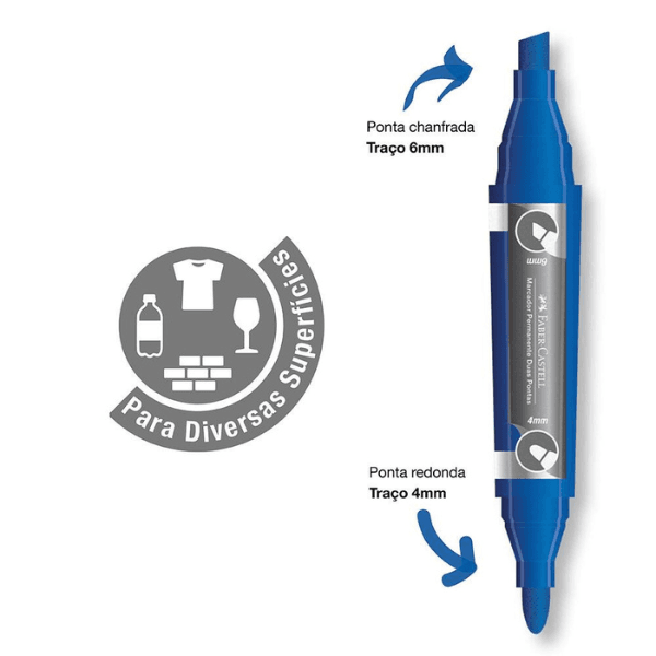 Marcador Permanente Dual Point Azul MP2P Faber-Castell