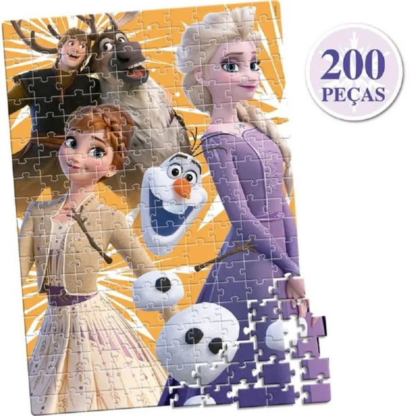 Quebra-Cabeça 200 Peças Frozen 8033 Toyster | Diversão com Elsa, Anna e Olaf