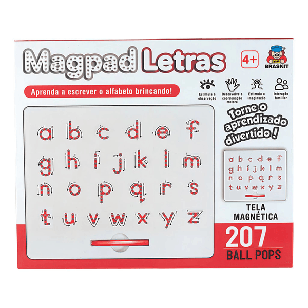 Magpad Letras 150-8 – Braskit | Quadro Magnético Educativo com Letras