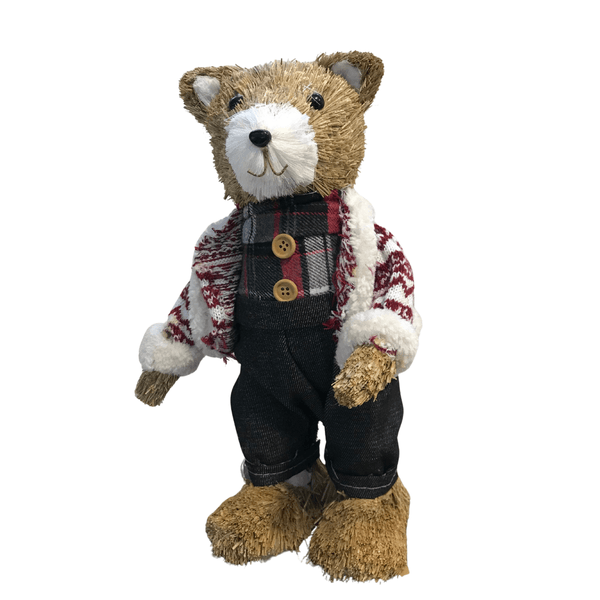 Urso em Pé de Palha e Crochê AB267 D’Natal – Decoração Natalina Artesanal