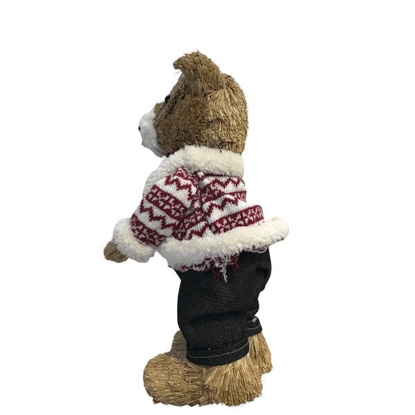 Urso em Pé de Palha e Crochê AB267 D’Natal – Decoração Natalina Artesanal