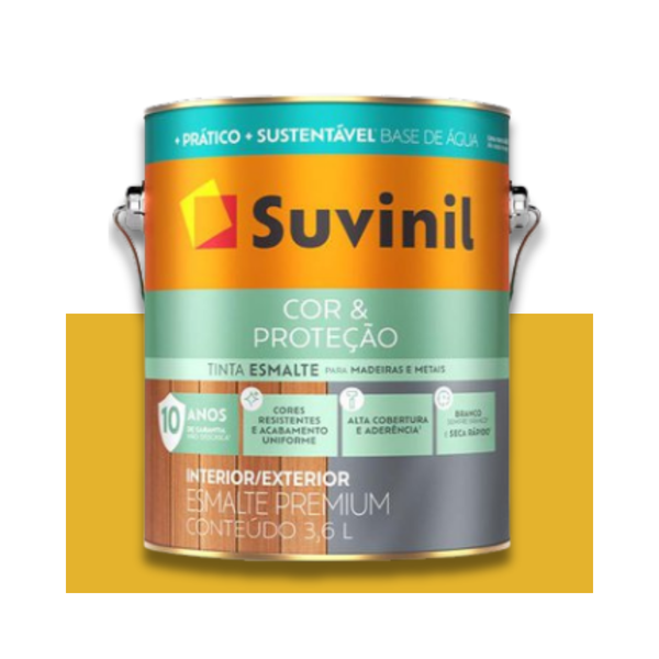 SUVINIL ESMALTE COR E PROTEÇÃO BASE ÁGUA BRILHANTE AMARELO 3,6L