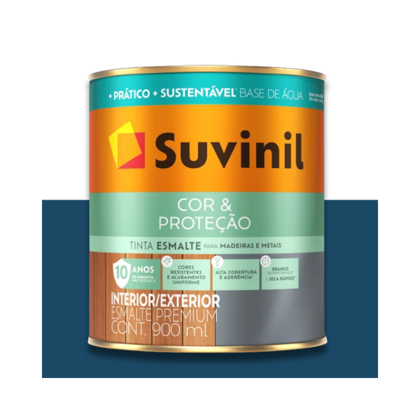 SUVINIL ESMALTE COR E PRoTEÇÃO BASE ÁGUA BRILHANTE AZUL DEL REY 900ML