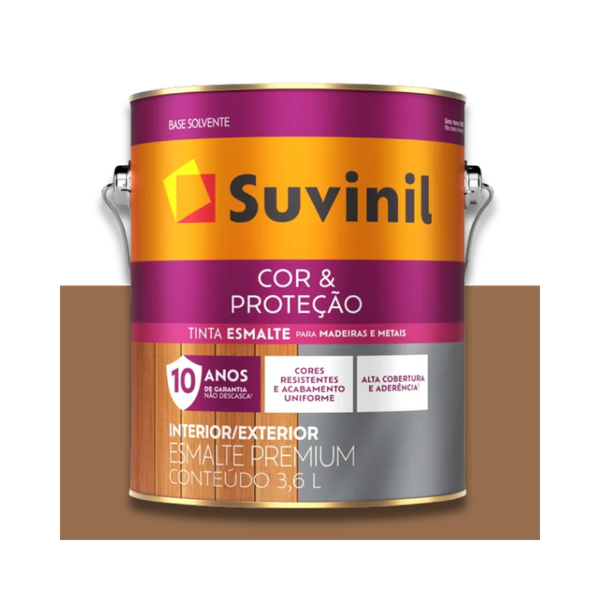 SUVINIL ESMALTE COR E PROTEÇÃO BRILHANTE MARROM CONHAQUE 3,6L