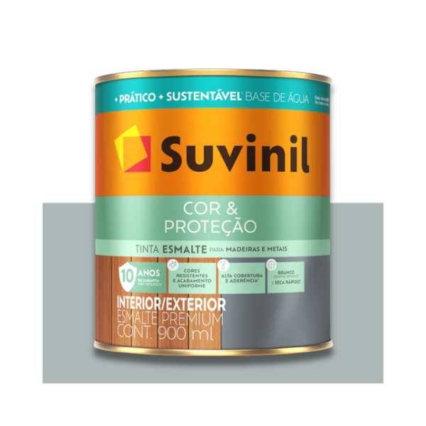SUVINIL ESMALTE COR E PROTEÇÃO BASE ÁGUA BRILHANTE PLATINA 900ML