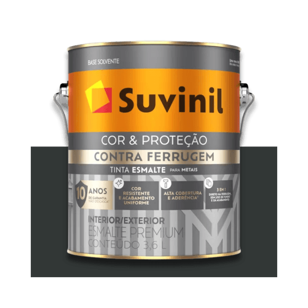 SUVINIL COR E PROTEÇÃO CONTRA FERRUGEM PRETO 3,6L