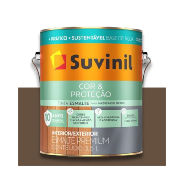 SUVINIL ESMALTE COR E PROTEÇÃO BASE ÁGUA BRILHANTE TABACO 3,6L