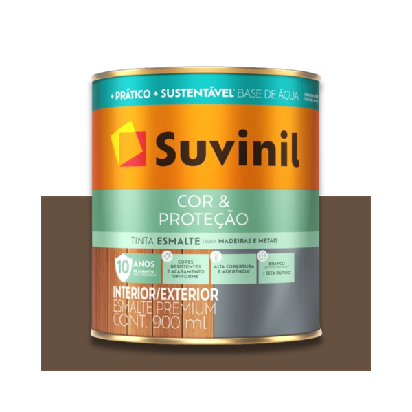SUVINIL ESMALTE COR E PROTEÇÃO BASE ÁGUA BRILHANTE TABACO 900ML