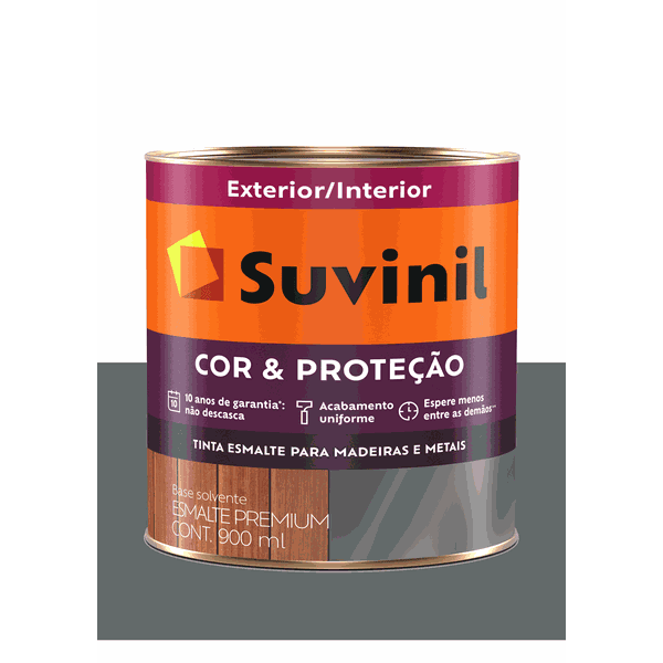 SUVINIL ESMALTE COR E PROTEÇÃO BRILHANTE CINZA ESCURO 900ML