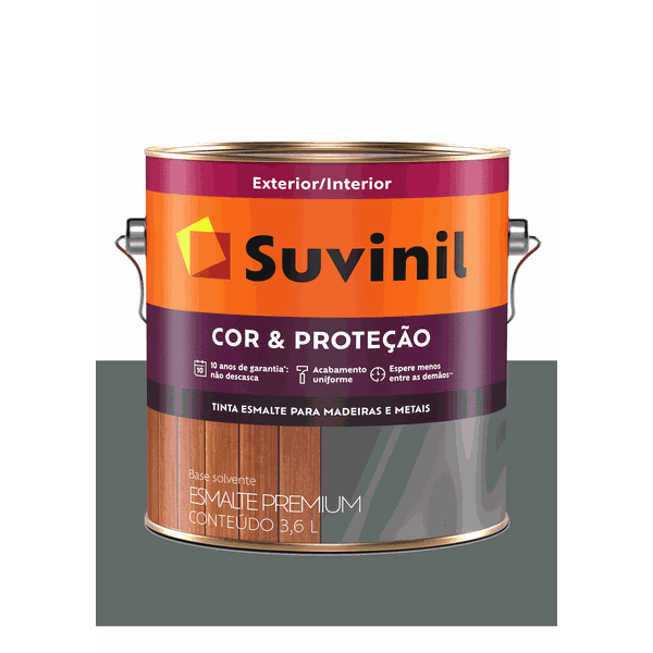 SUVINIL ESMALTE COR E PROTEÇÃO BRILHANTE CINZA ESCURO 3,6L