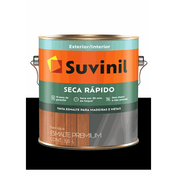 SUVINIL ESMALTE SECA RÁPIDO BRILHANTE PRETO 3,6L