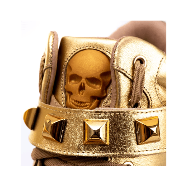 Tenis cano alto feminino dourado top