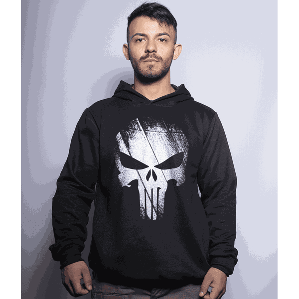 Casaco de Moletom Masculino Militar Com Capuz Punisher Team Six