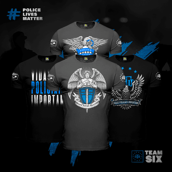 Kit 4 Camisetas Masculinas com Estampa Police Live Matter Vidas Policiais Importam