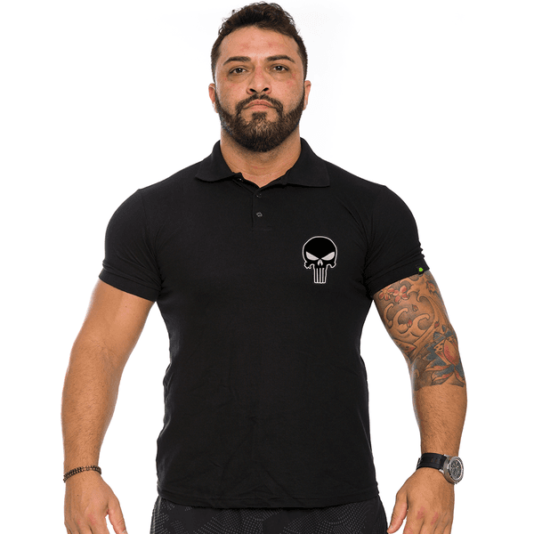 Camiseta Gola Polo Preto Punisher Black