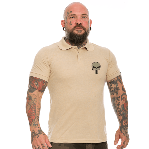 Camiseta Gola Polo Bege Punisher TAN