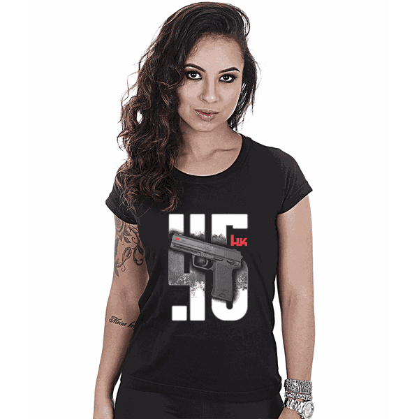 Camiseta Baby Look Militar HK .45 Secret Box 