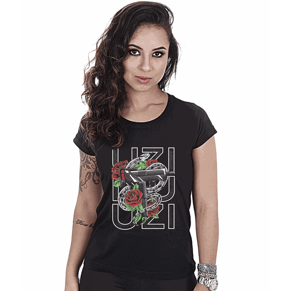 Camiseta Baby Look Militar UZI Secret Box 