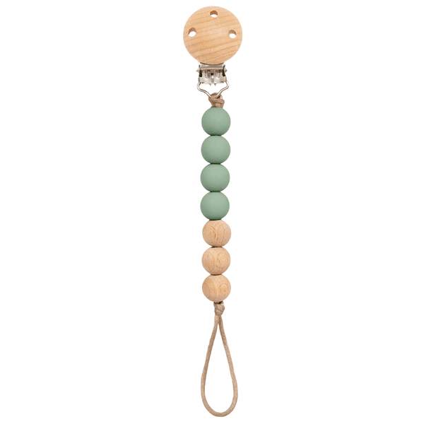 PRENDEDOR DE CHUPETA SILICONE E BAMBU VERDE