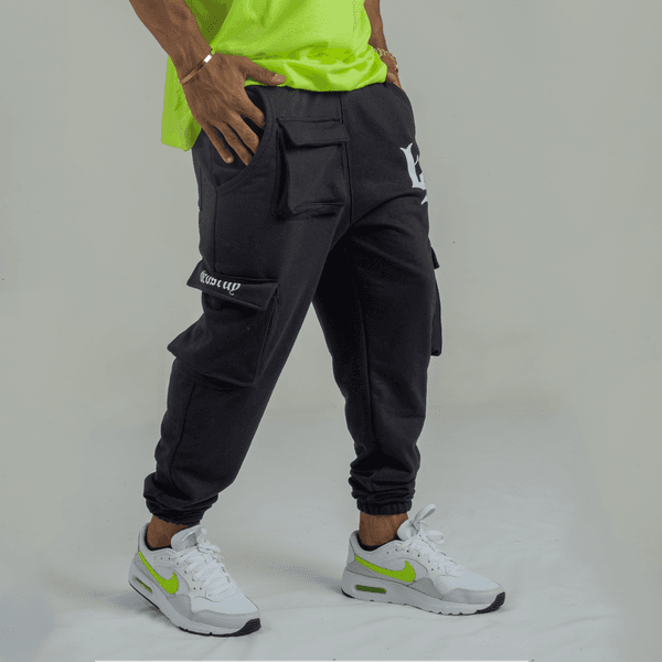 Calça Moletom Juvenil Jogger Bolso Cargo Bege