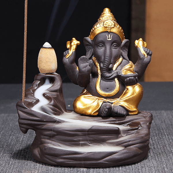 Incensário Cascata de Cerâmica Lord Ganesha