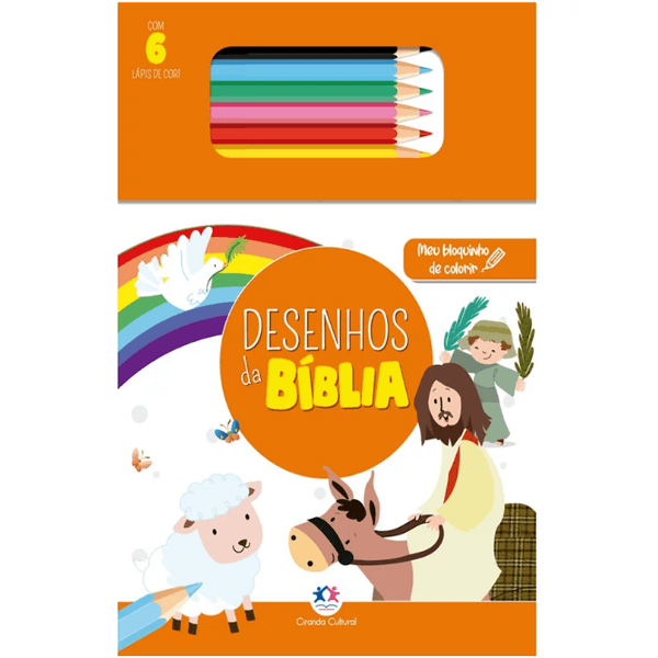 Livro Bloquinho + lápis de cor Desenhos da Bíblia