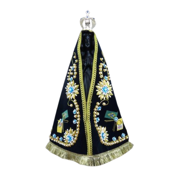 Imagem Resina - Nossa Senhora Aparecida 40 cm - Manto Tecido Bordado