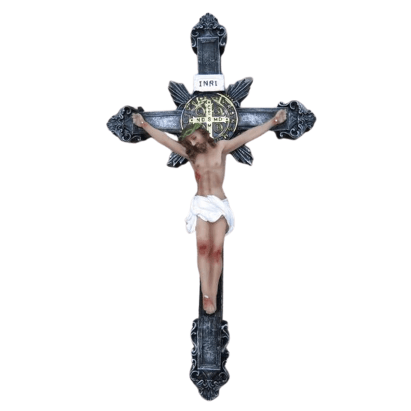 Crucifixo Resina -Medalha São Bento - 30 cm 