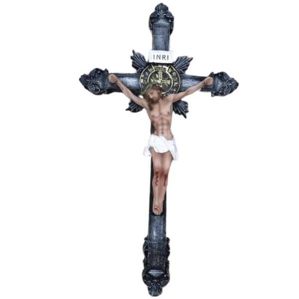 Crucifixo Resina -Medalha São Bento - 40 cm