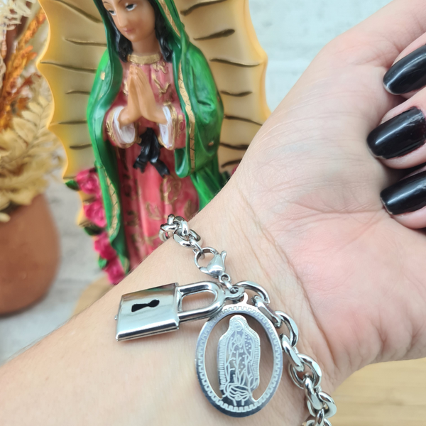 Pulseira Cadeia Consagração Nossa Senhora Guadalupe- Inox