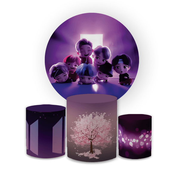 Kit Capas Painel + Trio Cilindros Tema BTS Cute Kpop