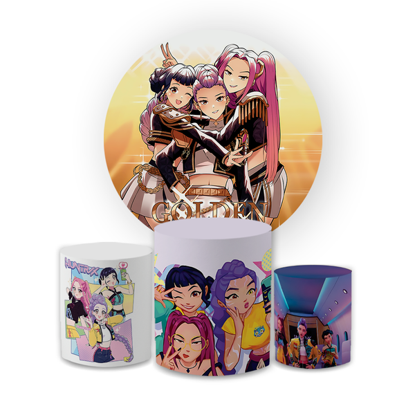 Kit Capas Painel + Cilindros Huntrix Decoração Kpop