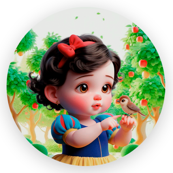 Capa Painel Redondo 1,5 Tema Branca de Neve Baby Princesa
