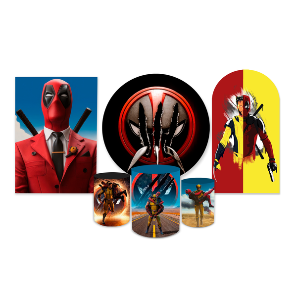 Kit Casadinho + Painel Romano Tema Deadpool