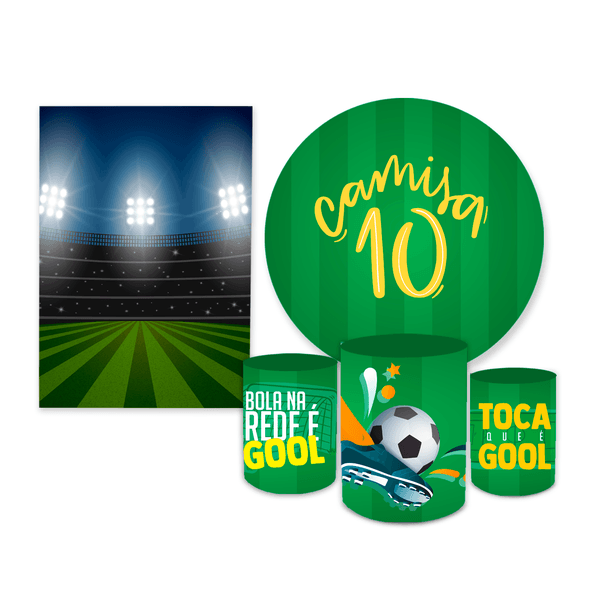 Kit Casadinho Capa Painel + Trio Capa Cilindros Tema Futebol Camisa 10