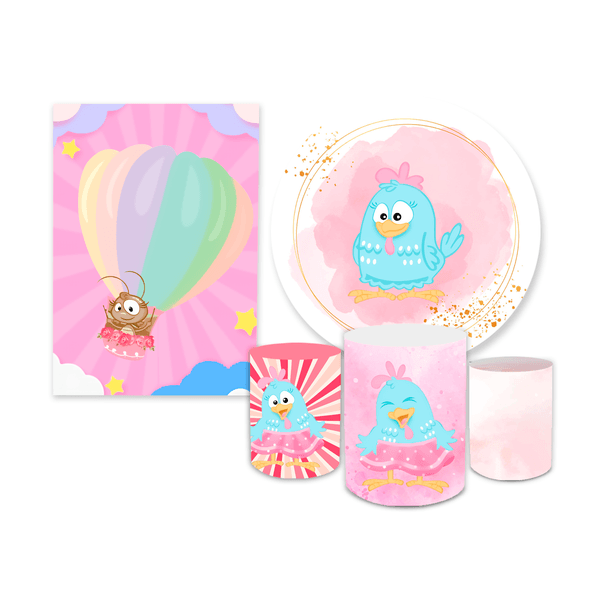 Kit Casadinho Capa Painel + Trio Capa Cilindros Galinha Pintadinha Rosa