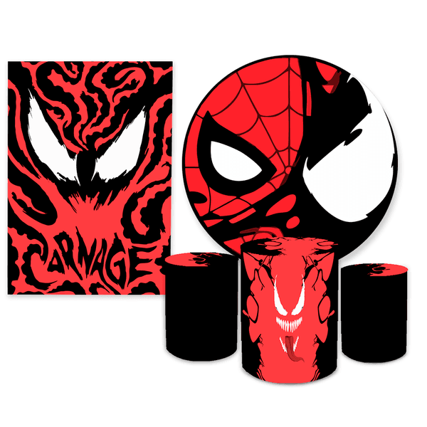 Kit Casadinho Capa Painel + Trio Capa Cilindros Tema Venom Vermelho e Preto