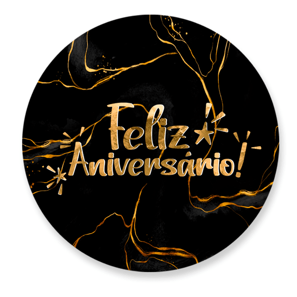 Capa Painel Redondo Feliz Aniversário Preto