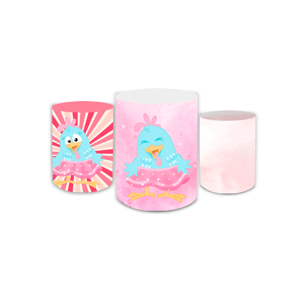 Kit Trio De Cilindros Galinha Pintadinha Rosa
