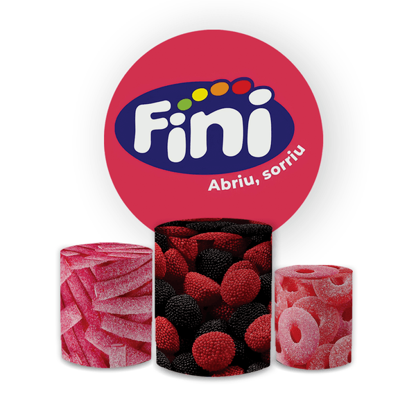 Kit Capa Painel Redondo + Trio Cilindros Decoração Aniversário Carmed Fini