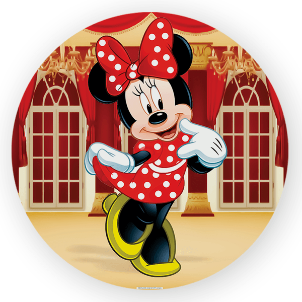 Capa Painel Redondo Minnie Rosa e Dourado