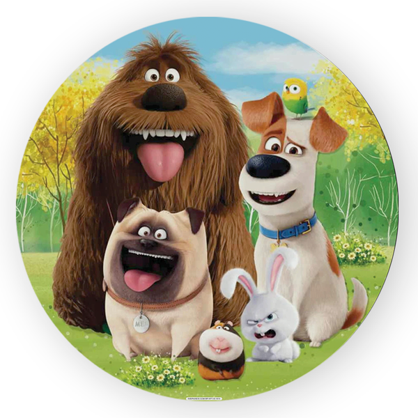 Capa Painel Redondo Decorativo Tema Cão e Gato Decoração Pets